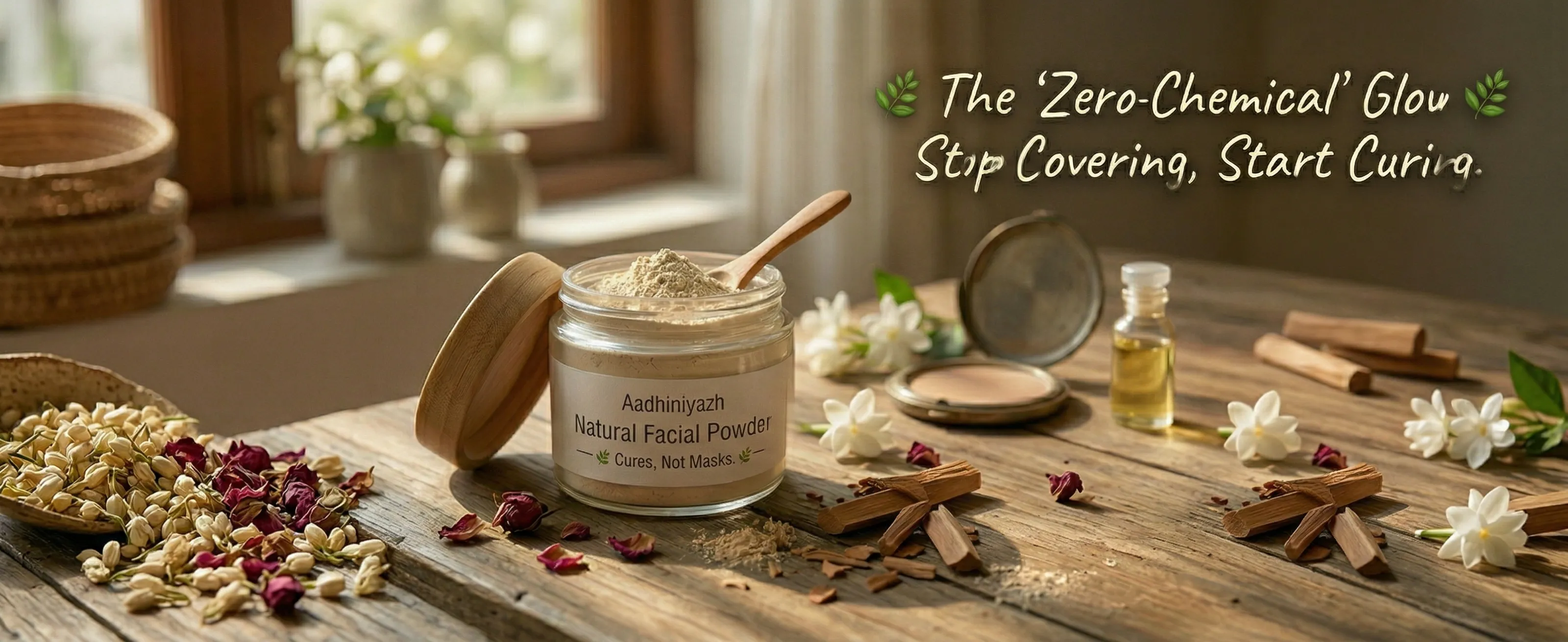 Aadhiniyazh Natural facial powder promotional banner